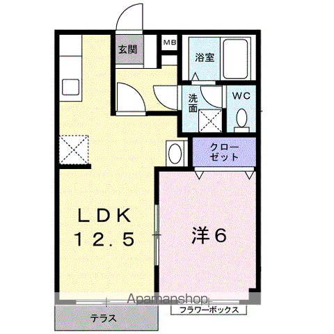 エグゼカワハラ(1LDK/1階)の間取り写真