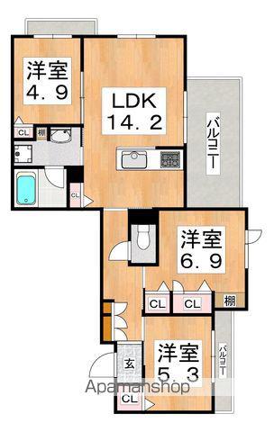 フローレ 桃ケ池(3LDK/2階)の間取り写真
