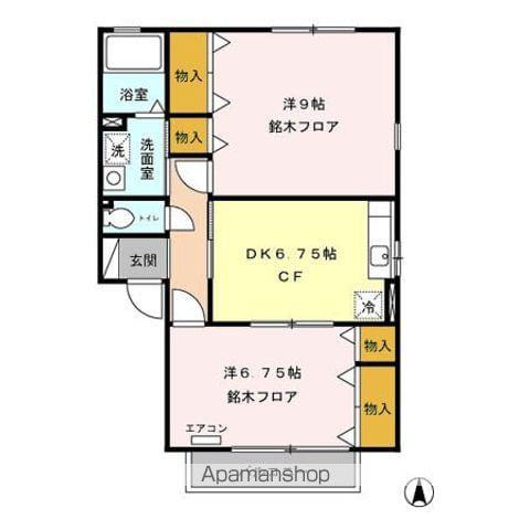 グリーンコートカトレア館(2DK/2階)の間取り写真