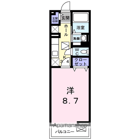 ポート泉佐野A棟(1K/1階)の間取り写真