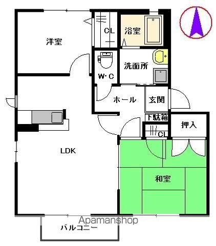スクエアB棟(2LDK/2階)の間取り写真
