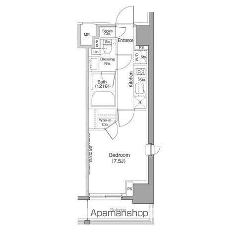 ザ・パークハビオ巣鴨(1K/4階)の間取り写真