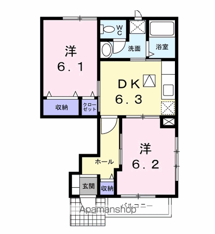 セントラルヒルズⅡ(2DK/1階)の間取り写真