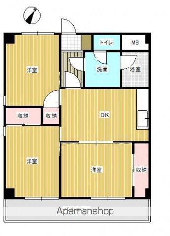 ハイネス秀(3DK/4階)の間取り写真