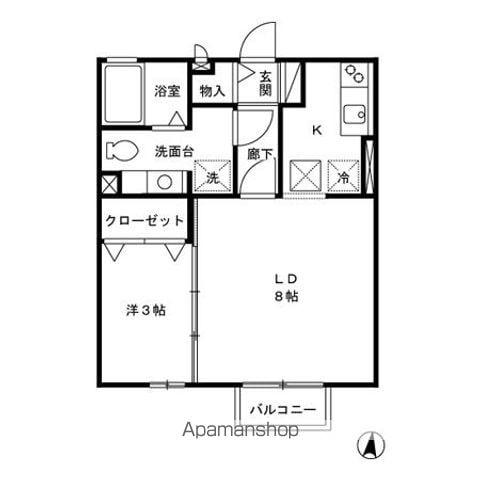 ボナール(1LDK/1階)の間取り写真