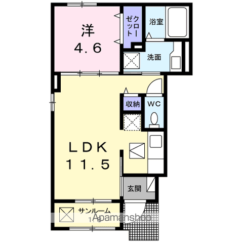 マ・メゾン Ⅳ(1LDK/1階)の間取り写真