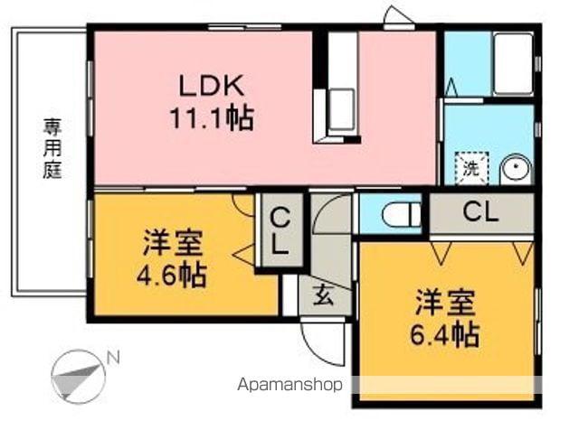 ファルカスⅠ A棟(2LDK/1階)の間取り写真