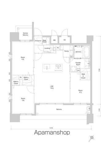 エンクレスト博多EXCEED(3LDK/14階)の間取り写真