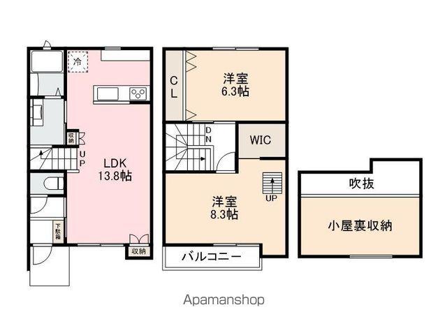 メゾネストX木太 B(2LDK/1階)の間取り写真