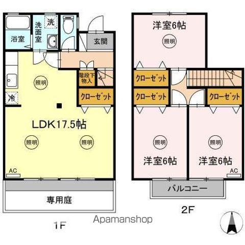 ペアシティ屋島(3LDK/1階)の間取り写真