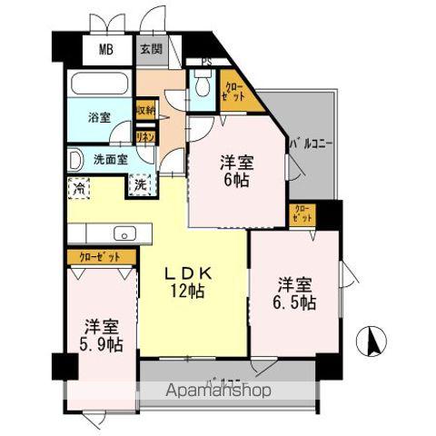 セイクレッド(3LDK/3階)の間取り写真