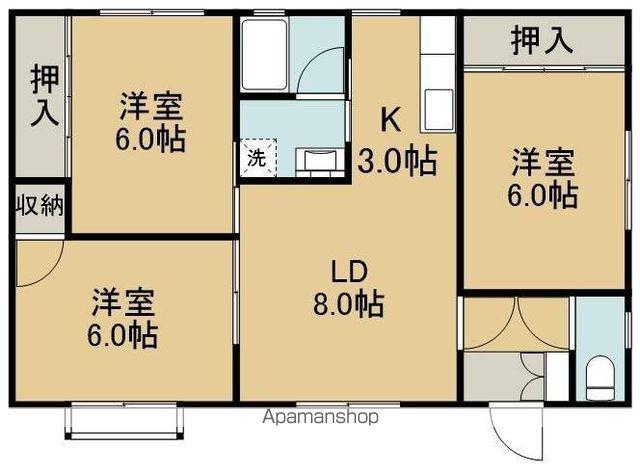 山下マンション(3LDK/2階)の間取り写真
