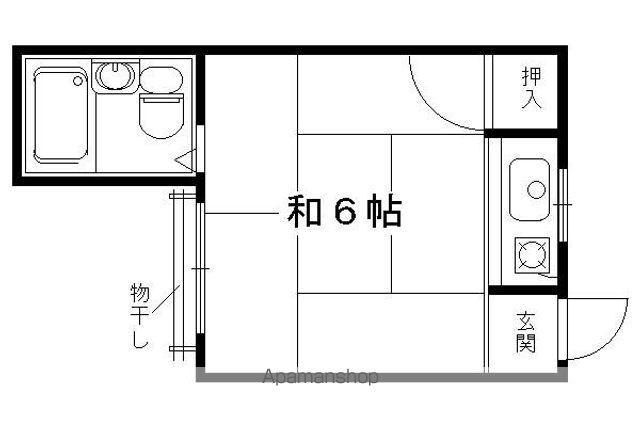 福田荘(ワンルーム/2階)の間取り写真