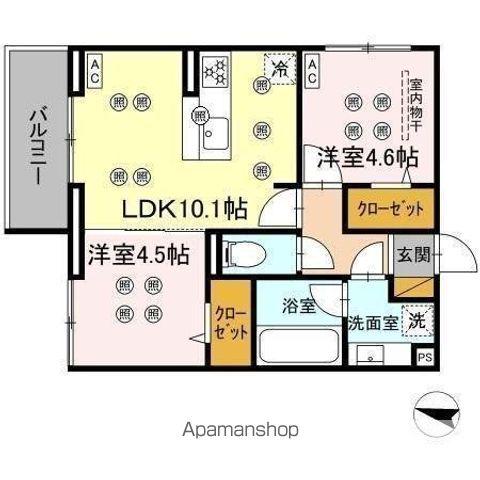 スリーレイヤー柏の葉(2LDK/3階)の間取り写真