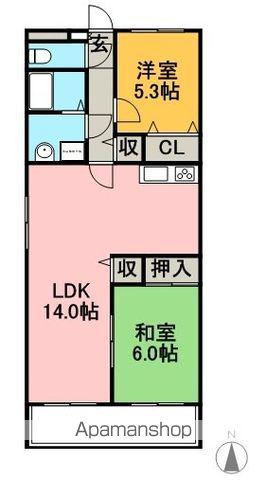 ヴィクトワール弐番館(2LDK/1階)の間取り写真