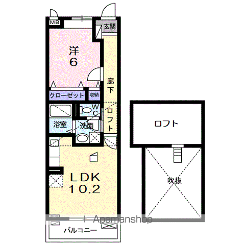 RIRIA Ⅶ6(1LDK/3階)の間取り写真
