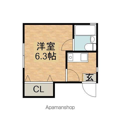 土山ヴィラ(ワンルーム/2階)の間取り写真