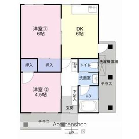 名鉄小牧線 味鋺駅 徒歩19分 1階建 築54年(2DK)の間取り写真