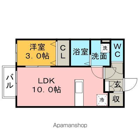 コンフォート宮ノ陣(1LDK/1階)の間取り写真