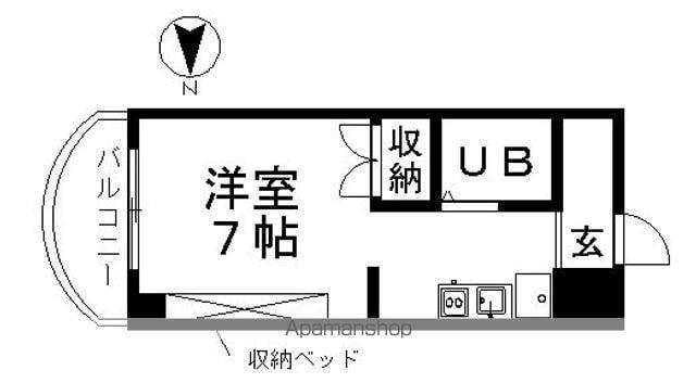 岩井橋ロイヤルハイツ(1K/6階)の間取り写真