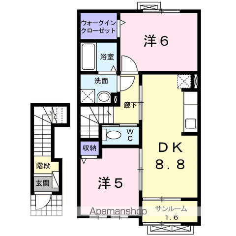 ベレッサB(2DK/2階)の間取り写真