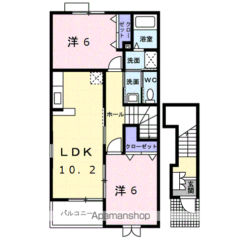 サンガーデンⅡ(2LDK/2階)の間取り写真