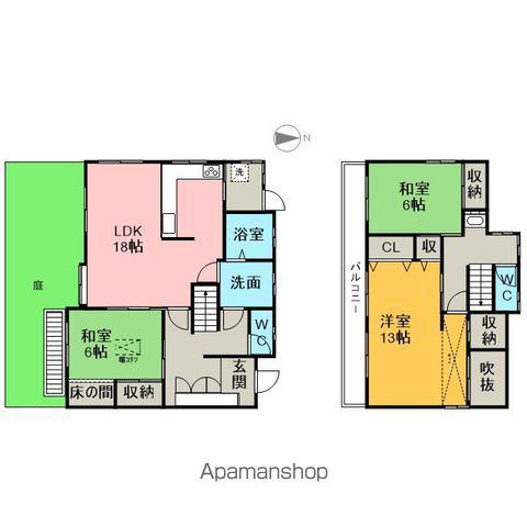 名鉄瀬戸線 旭前駅 徒歩25分 2階建 築31年(3LDK)の間取り写真