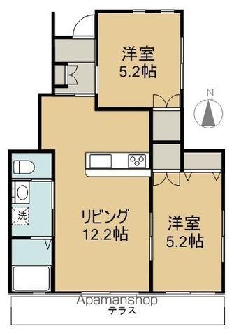サンライズ下河東(2LDK/1階)の間取り写真