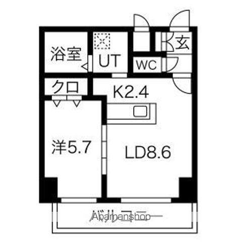 レゾ札幌(1LDK/4階)の間取り写真