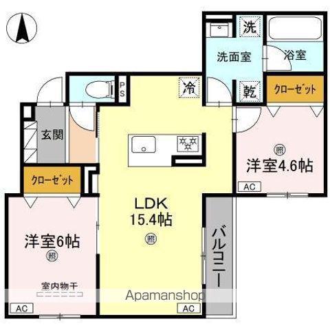 クラシスト加美東(2LDK/2階)の間取り写真