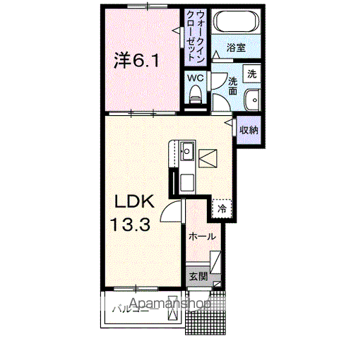ラ・クラリエールN(1LDK/1階)の間取り写真