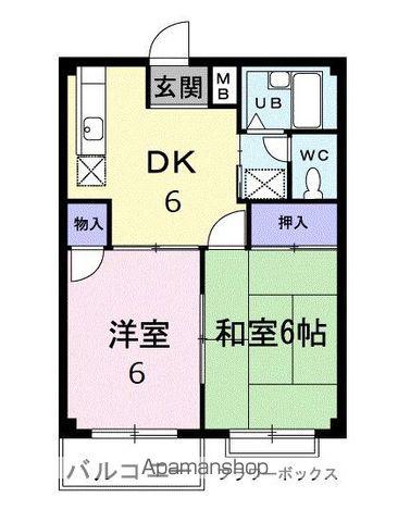 エルディム中原(1LDK/2階)の間取り写真