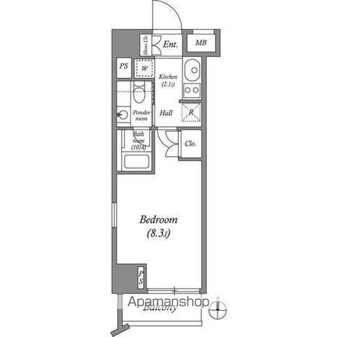 アビタシオン神楽坂(1K/2階)の間取り写真