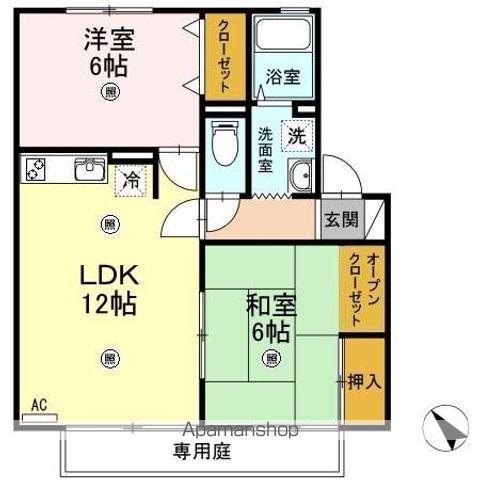 コスモハイツ A棟(2LDK/1階)の間取り写真