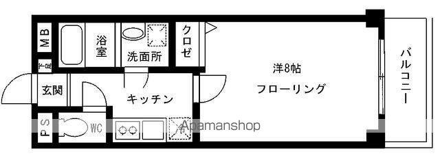 グランドール千早(1K/3階)の間取り写真