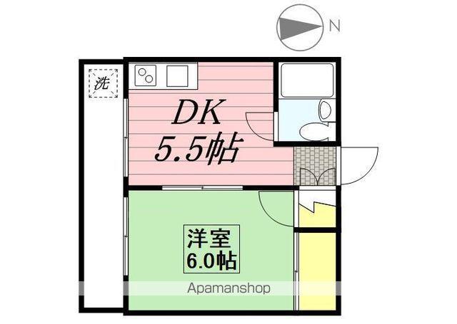 ウエストアパートメント(1DK/2階)の間取り写真