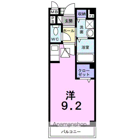 グラスリバー(ワンルーム/1階)の間取り写真