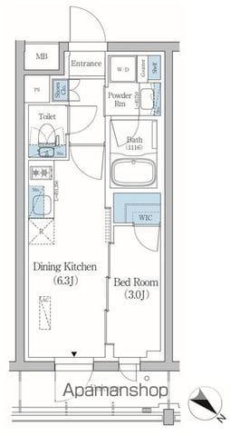 プライムブリス品川旗の台(1DK/4階)の間取り写真