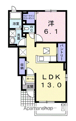 ブローテKSⅡ(1LDK/1階)の間取り写真