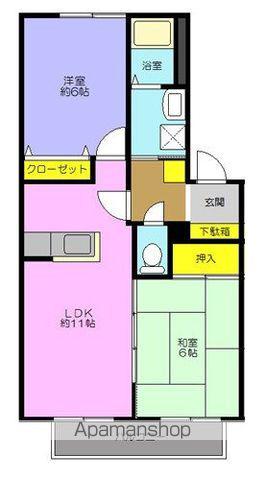 ヴァンルージュ(2LDK/2階)の間取り写真