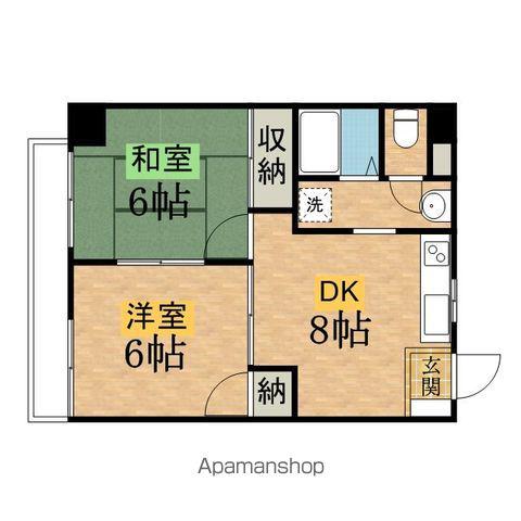 ニュートリノビル(2DK/3階)の間取り写真