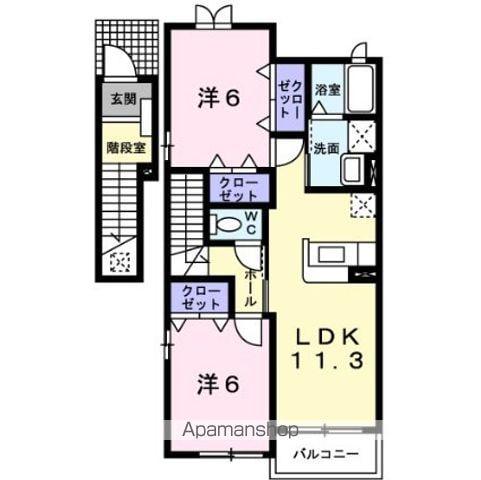 ブルックインパクトΑB(2LDK/2階)の間取り写真