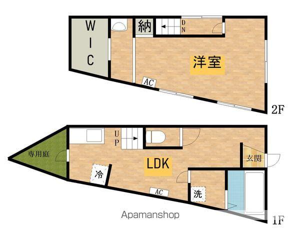 京王電鉄高尾線 京王片倉駅 徒歩1分 2階建 築53年(1LDK)の間取り写真