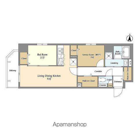 グランエール森下ウエスト(1SLDK/9階)の間取り写真