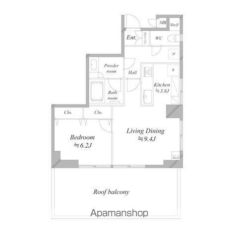 ザ・パークレックス南麻布(1LDK/6階)の間取り写真