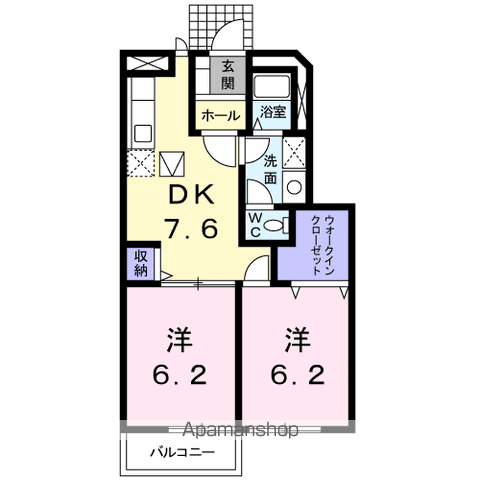 セントラルヒルズⅠ(2DK/1階)の間取り写真