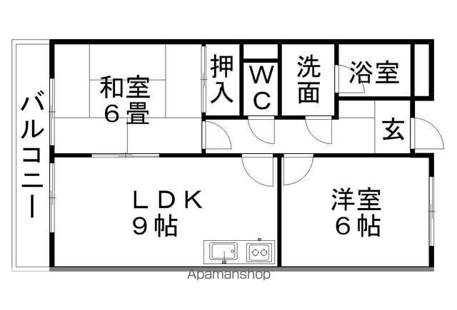 LIMPIAグランドパーク早川(2LDK/4階)の間取り写真