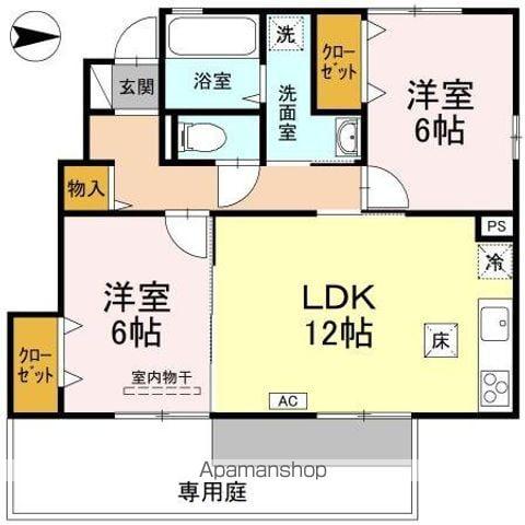 エクレールSAYA(2LDK/1階)の間取り写真