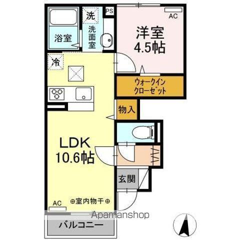 HABITATION K(1LDK/1階)の間取り写真
