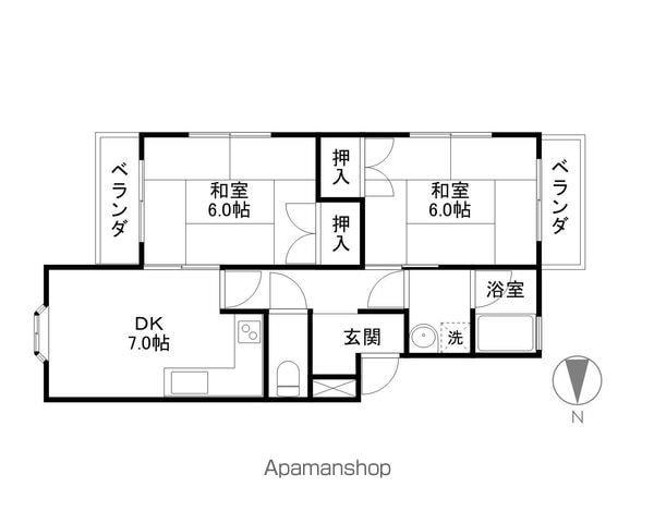アイリスハイツ(2DK/1階)の間取り写真
